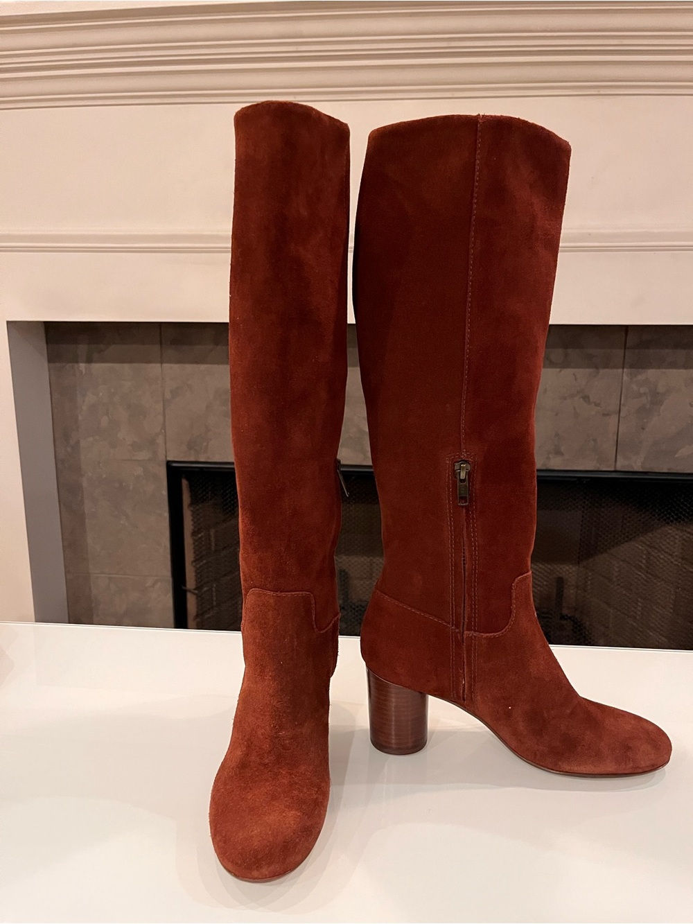 Madewell K4964 Suede Leather Tall Knee High Block Heel Boots 6.5 EUC